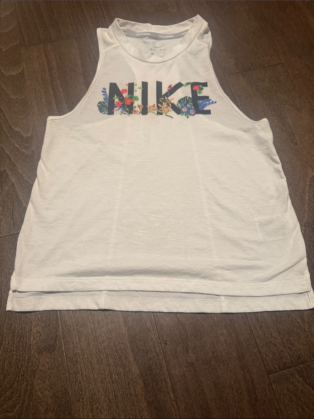 Nike White Tank with Multicolor Floral Logo-size Girl S